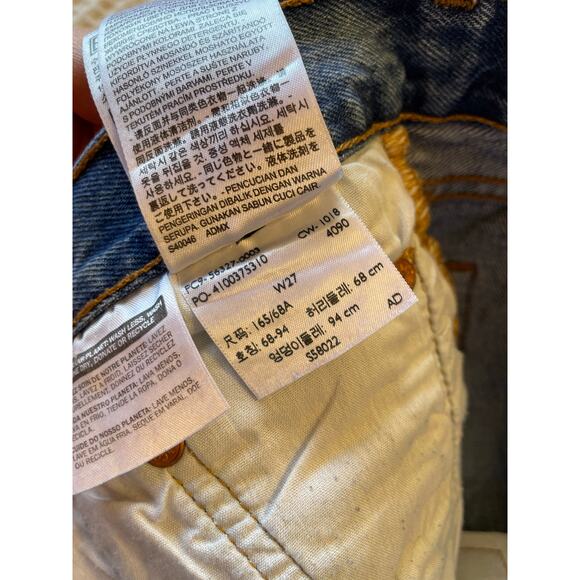 Levi’s 501 Medium Wash Cut Off High Waisted Cotton Denim Shorts Size 27 - Picture 12 of 14